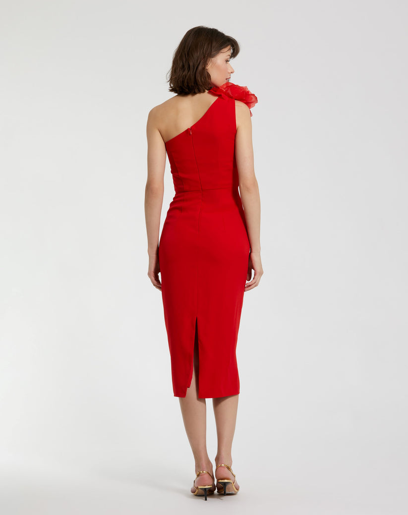 Mac Duggal 20933 Formal 3D Flower Cocktail Midi Dress