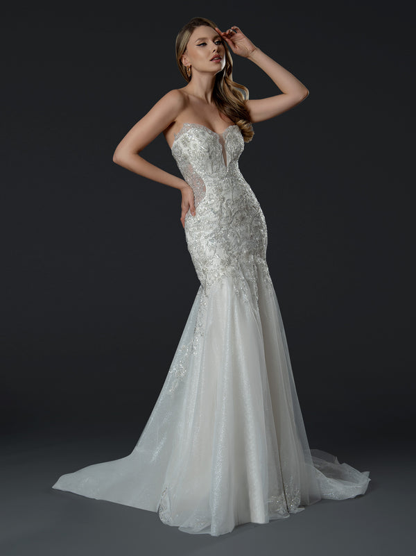 Long Bridal Mermaid Wedding Sequin Dress