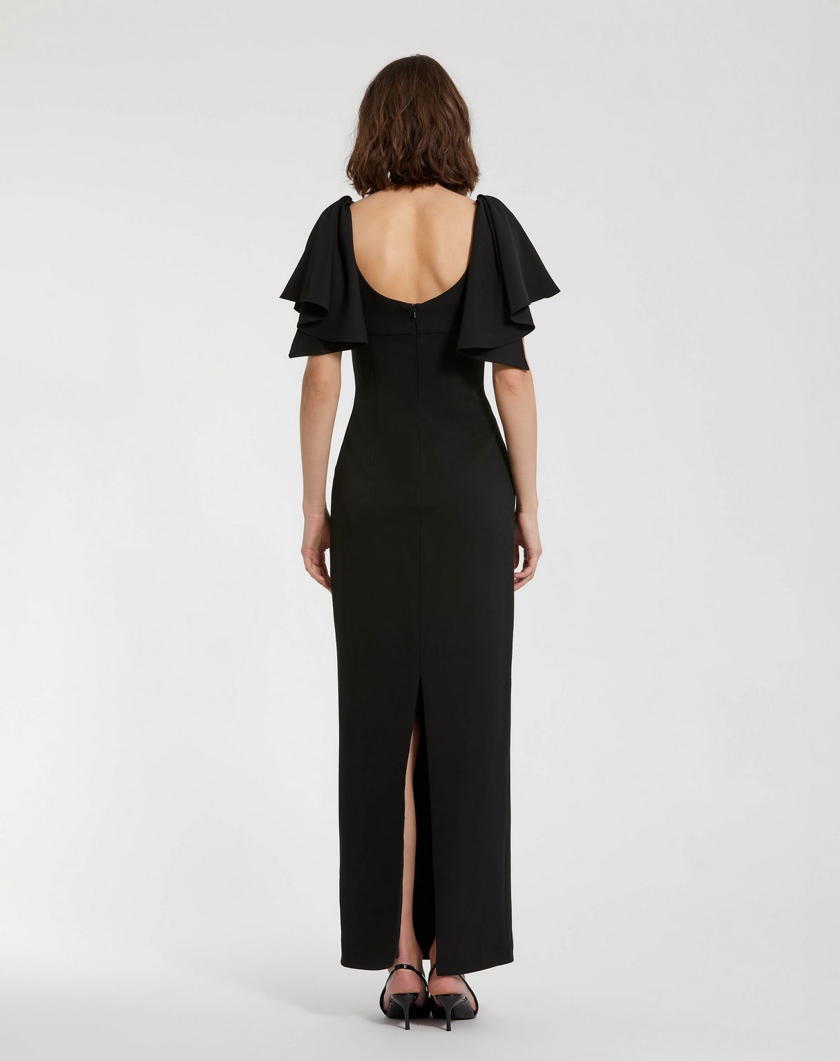 Formal Dresses Tea Length Formal Ruffle Dress Black