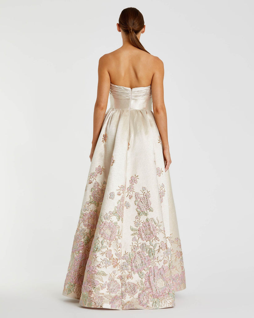 Formal Dresses A Line Long Floral Evening Prom Dress Champagne Multi