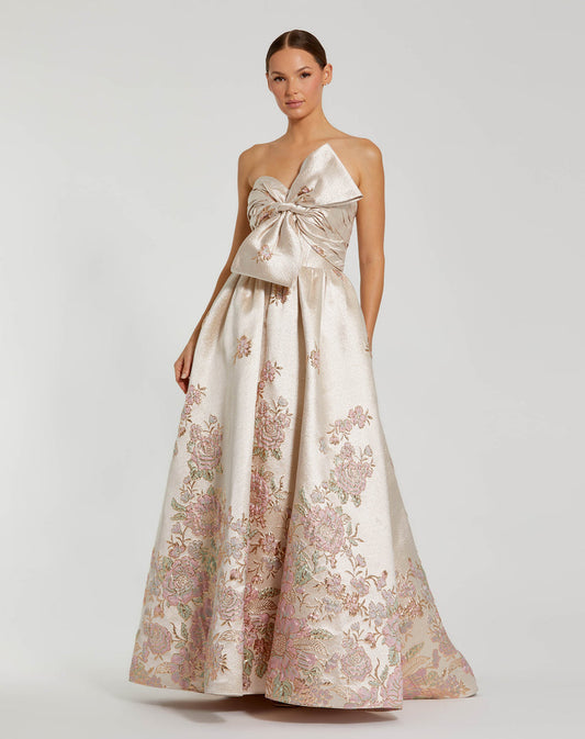 Formal Dresses A Line Long Floral Evening Prom Dress Champagne Multi