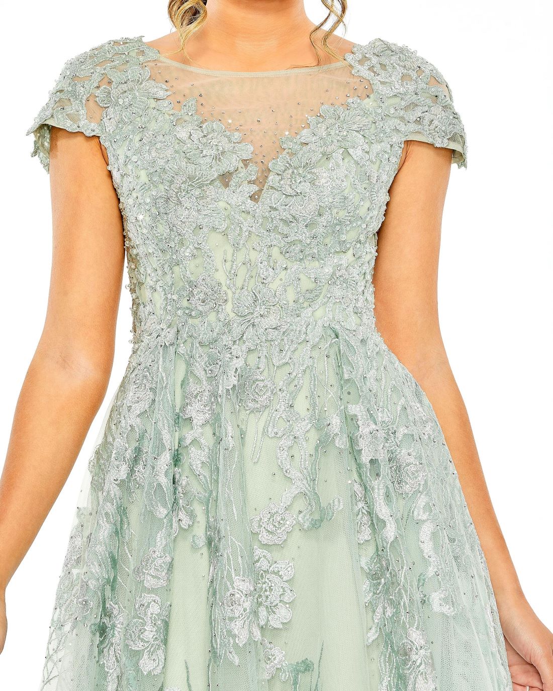 Mac Duggal 20978 Floral Formal A Line Midi Dress