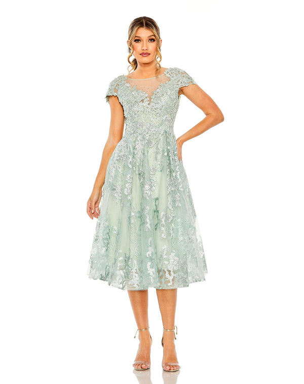 Floral Formal A Line Midi Dress Floral A Line Midi Mac Duggal 20978