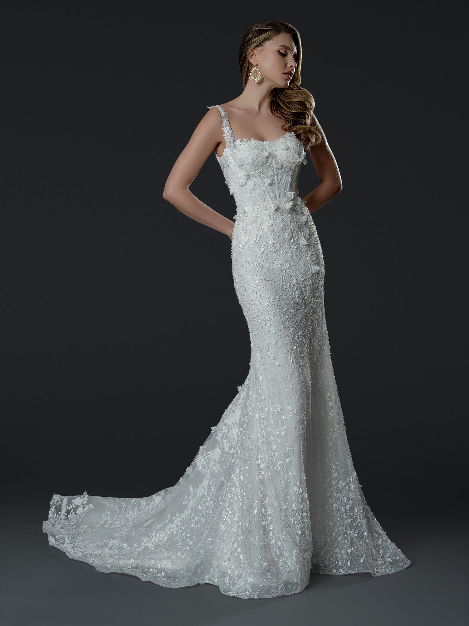 Wedding Dresses Long Fitted Wedding Dress Off White