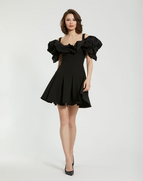Short Ruffle Detail Dress Cocktail Mac Duggal 21025