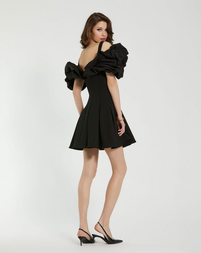 Cocktail Dresses Short Ruffle Detail Cocktail Dress Black