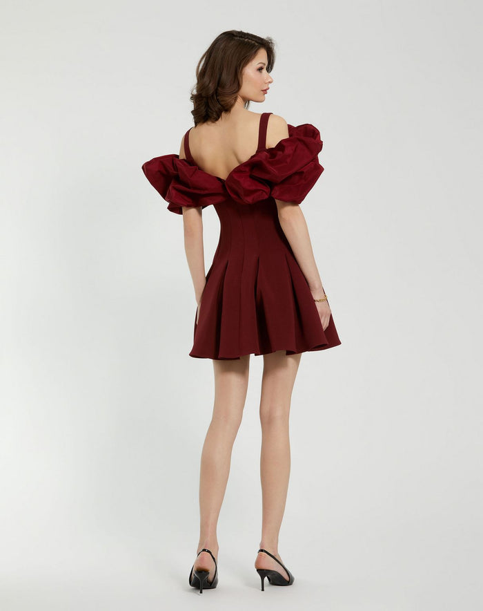 Cocktail Dresses Short Ruffle Detail Cocktail Dress Oxblood