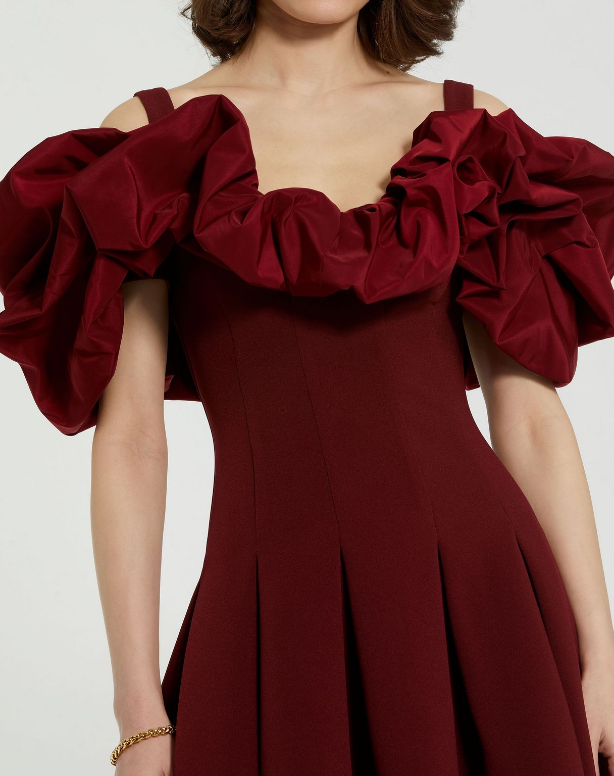 Cocktail Dresses Short Ruffle Detail Cocktail Dress Oxblood