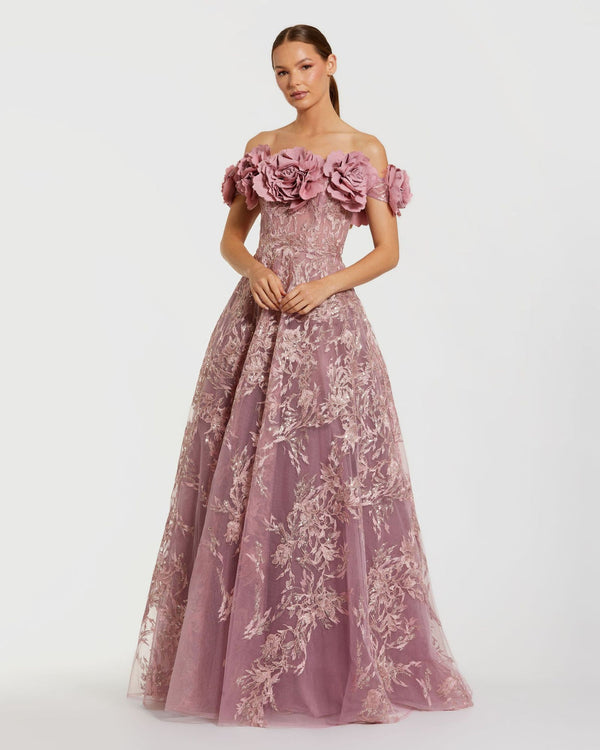 Floral Long Dress A Line Mac Duggal 21032