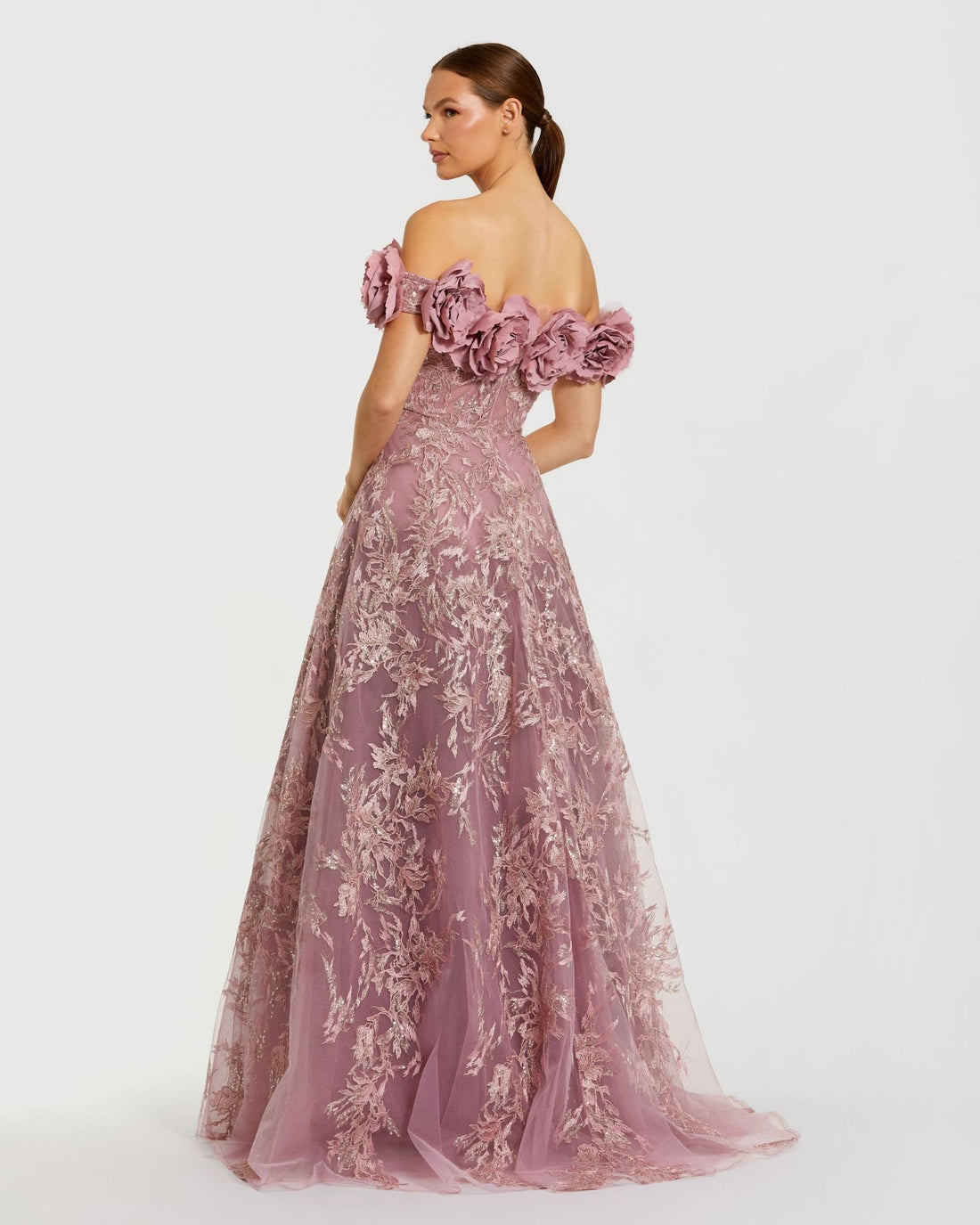 Mac Duggal 21032 Floral Long A Line Formal Prom Dress