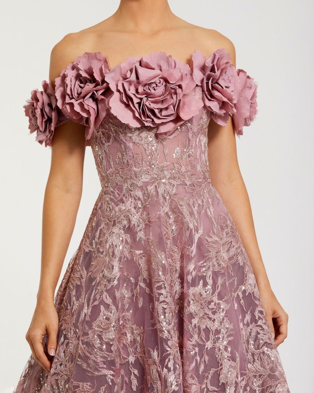 Mac Duggal 21032 Floral Long A Line Formal Prom Dress