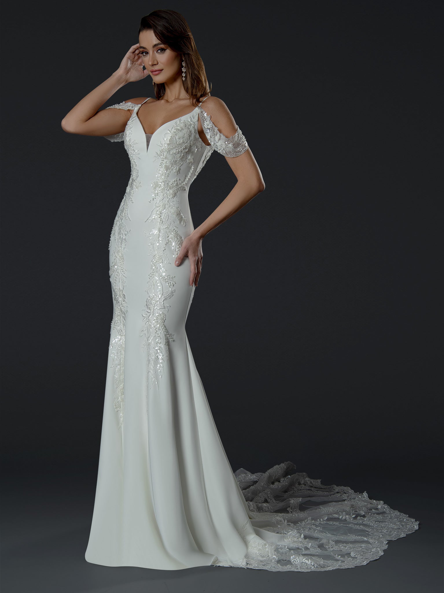 Long Simple Wedding Dress - Off White / 12 Long Simple Wedding Dress - Off White / 12