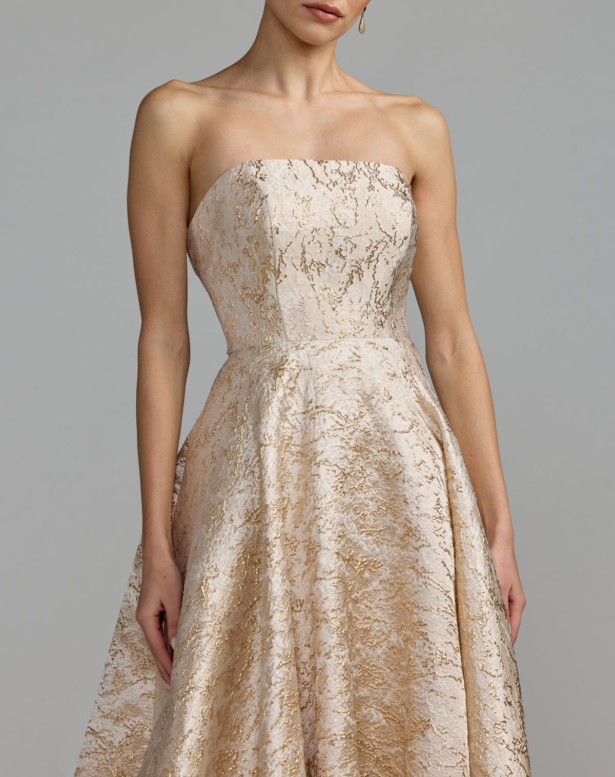 Strapless Straight Neck Floor-Length Satin Occasion Ball Gown Mac Duggal 21052