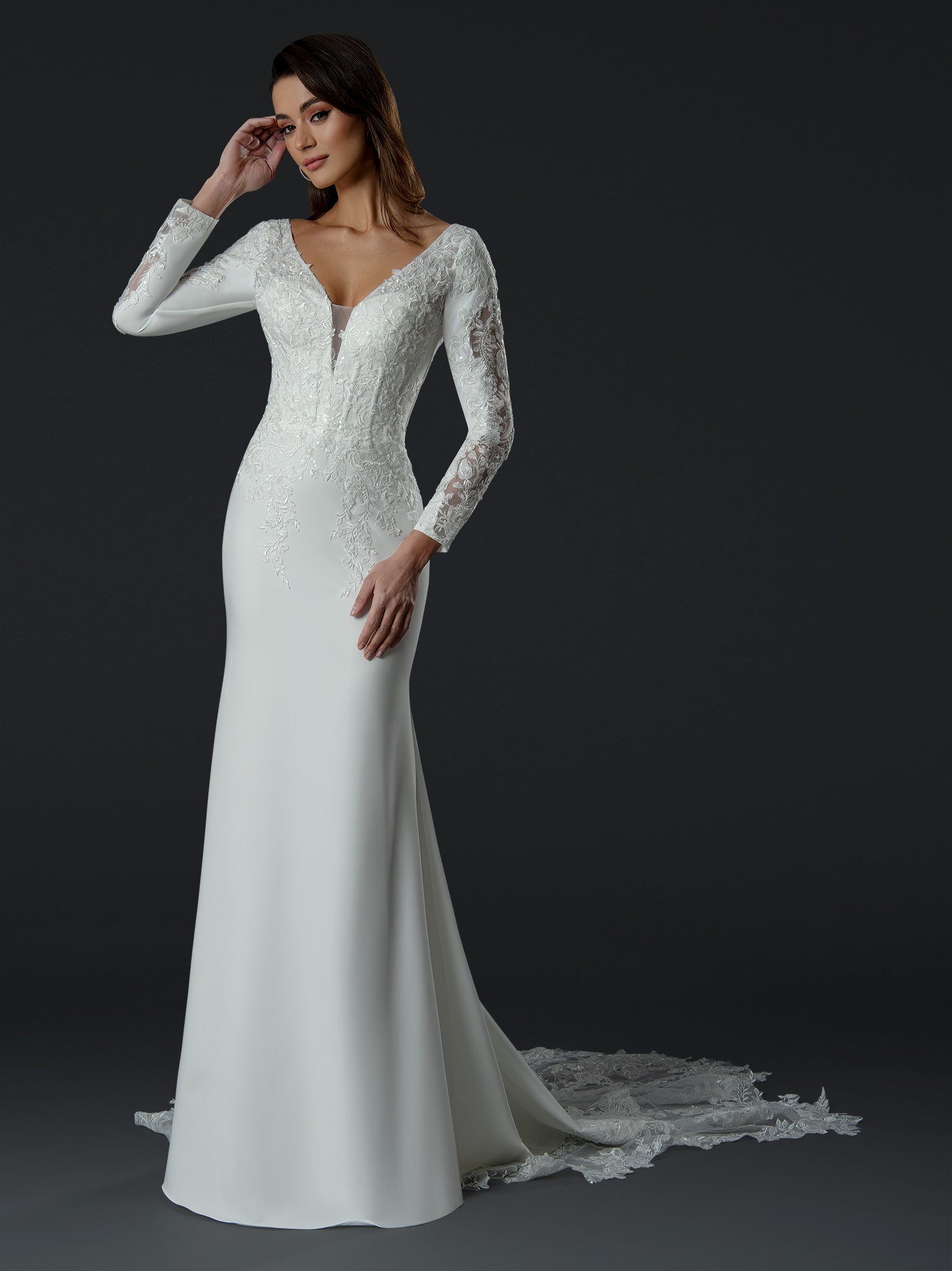 Stella Couture 24577 Fitted Long Wedding Simple Dress