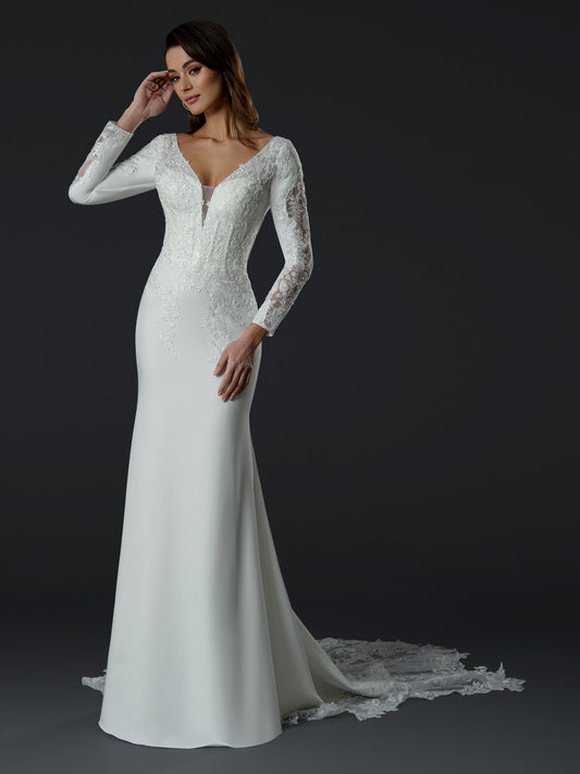 Wedding Dresses Fitted Long Wedding Simple Dress Off White