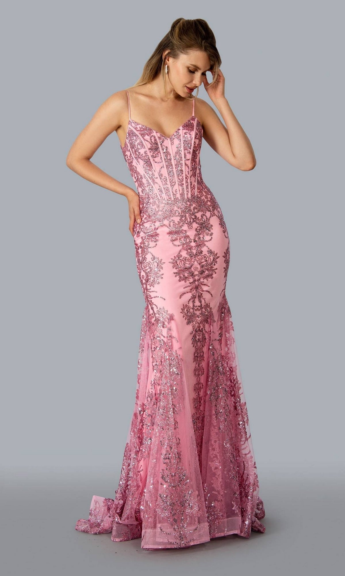 Prom Dresses Long Formal Glitter Prom Dress Pink