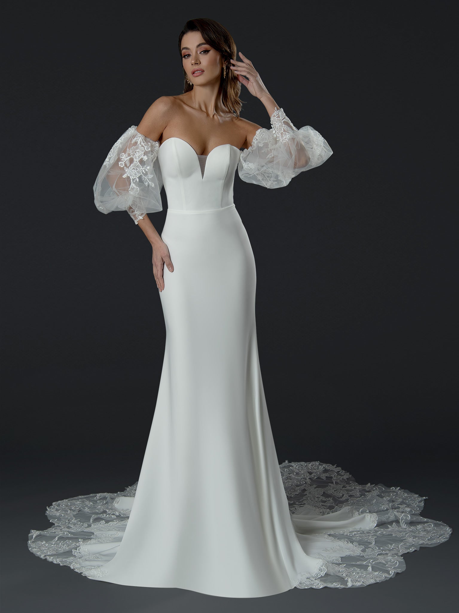 Stella Couture 24551 Long Bridal Wedding Lace Dress