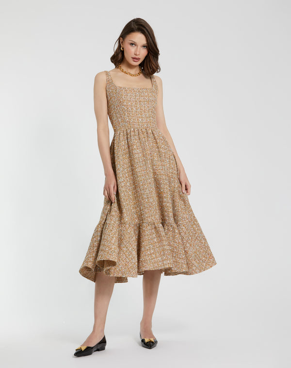 Square Midi Crepe Cocktail Fit & Flare Mac Duggal 21071