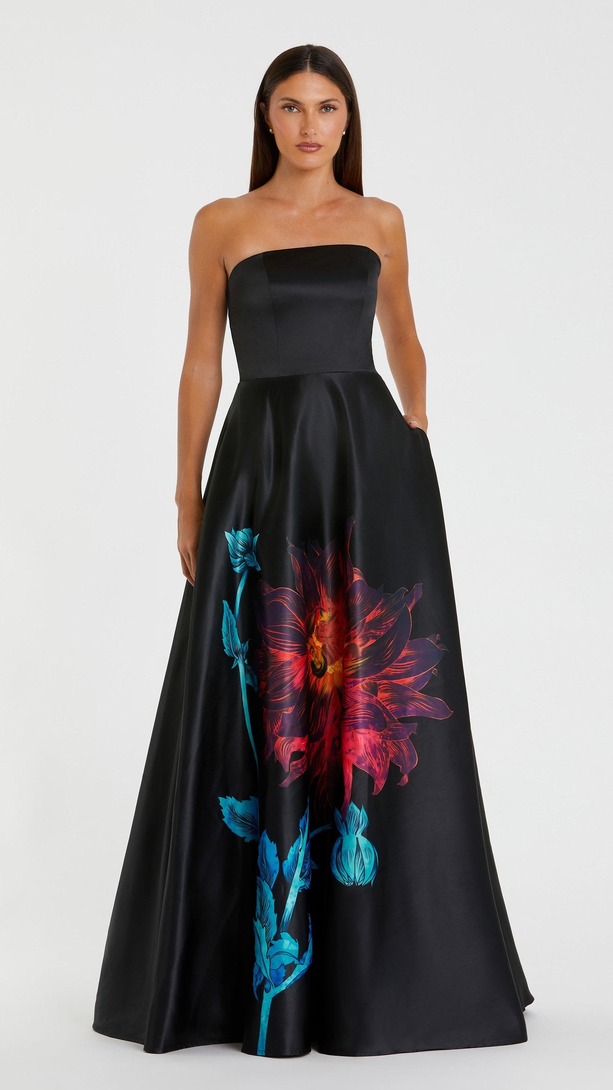 Mac Duggal style 21074 in Black Multi, front view