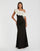 Formal Dresses Long Mermaid Fit 3D Flower Evening Formal Dress Black Cream