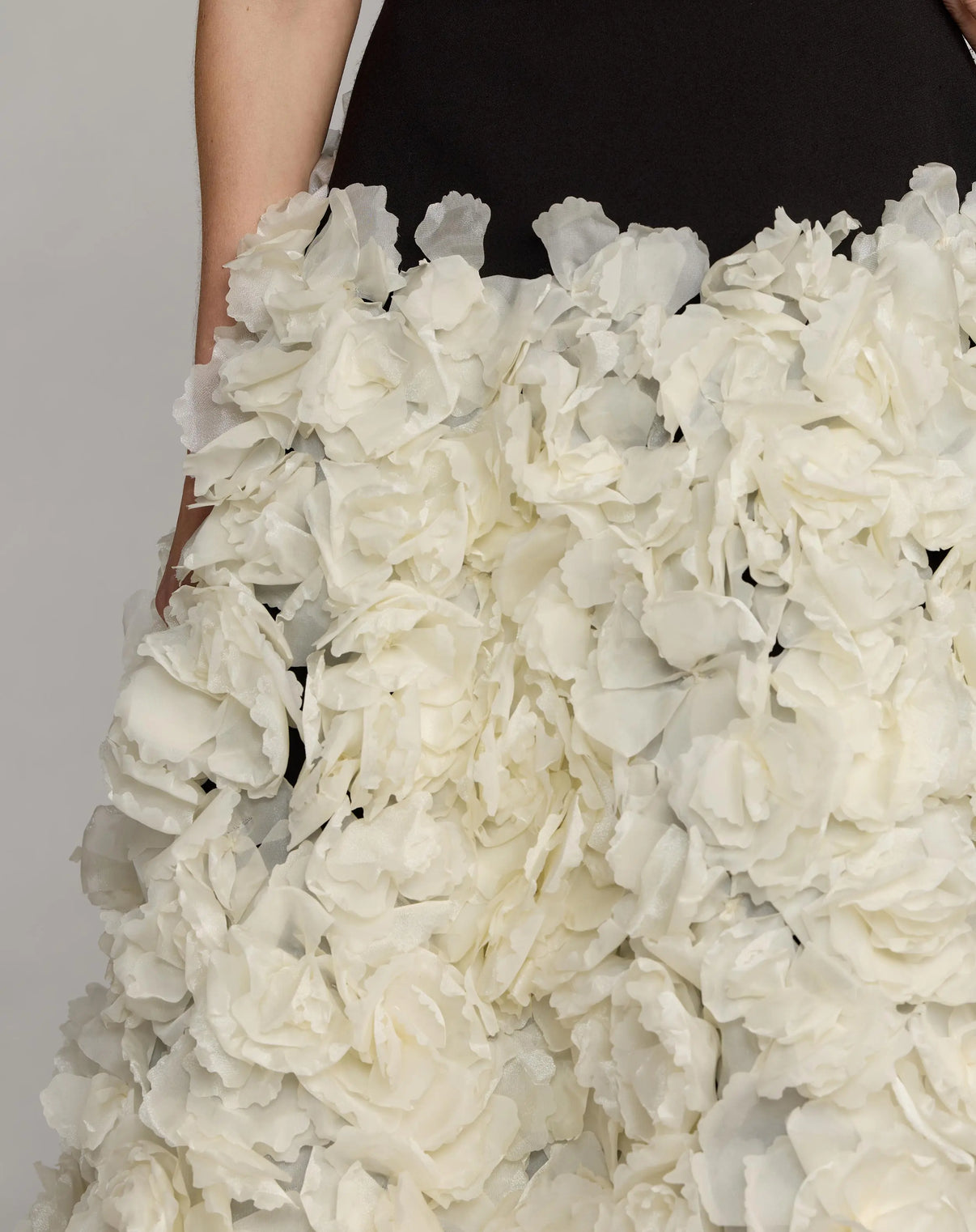 Scoop Neck Tea-Length Floral Cocktail Dress by Mac Duggal 21080 in Black Cream