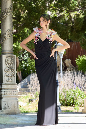 V-Neck Floor-Length Jersey Evening Sheath Mac Duggal 21084