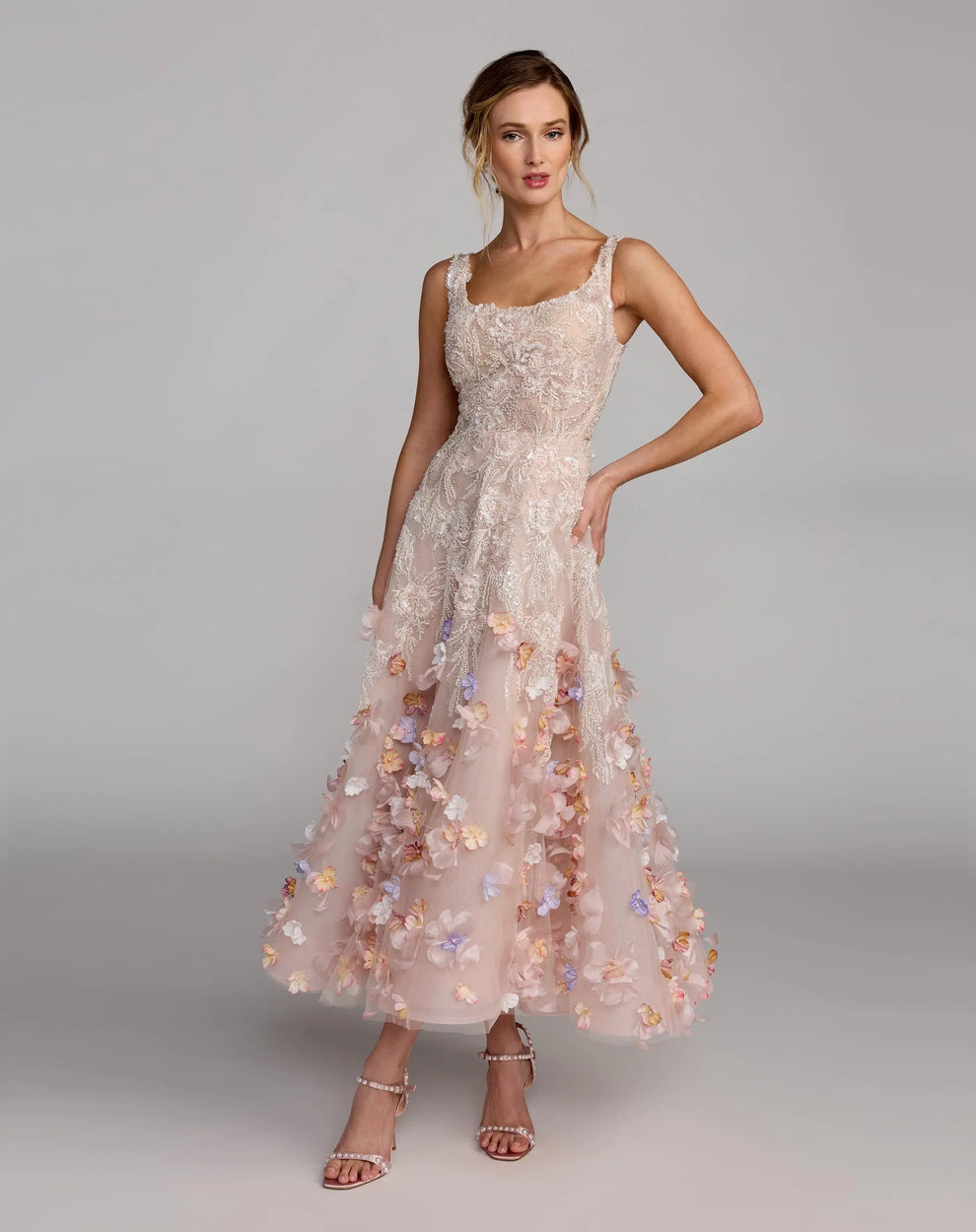 Blush Multi Scoop Neck Short Sequined Cocktail Dress A-Line Mac Duggal 9921085P