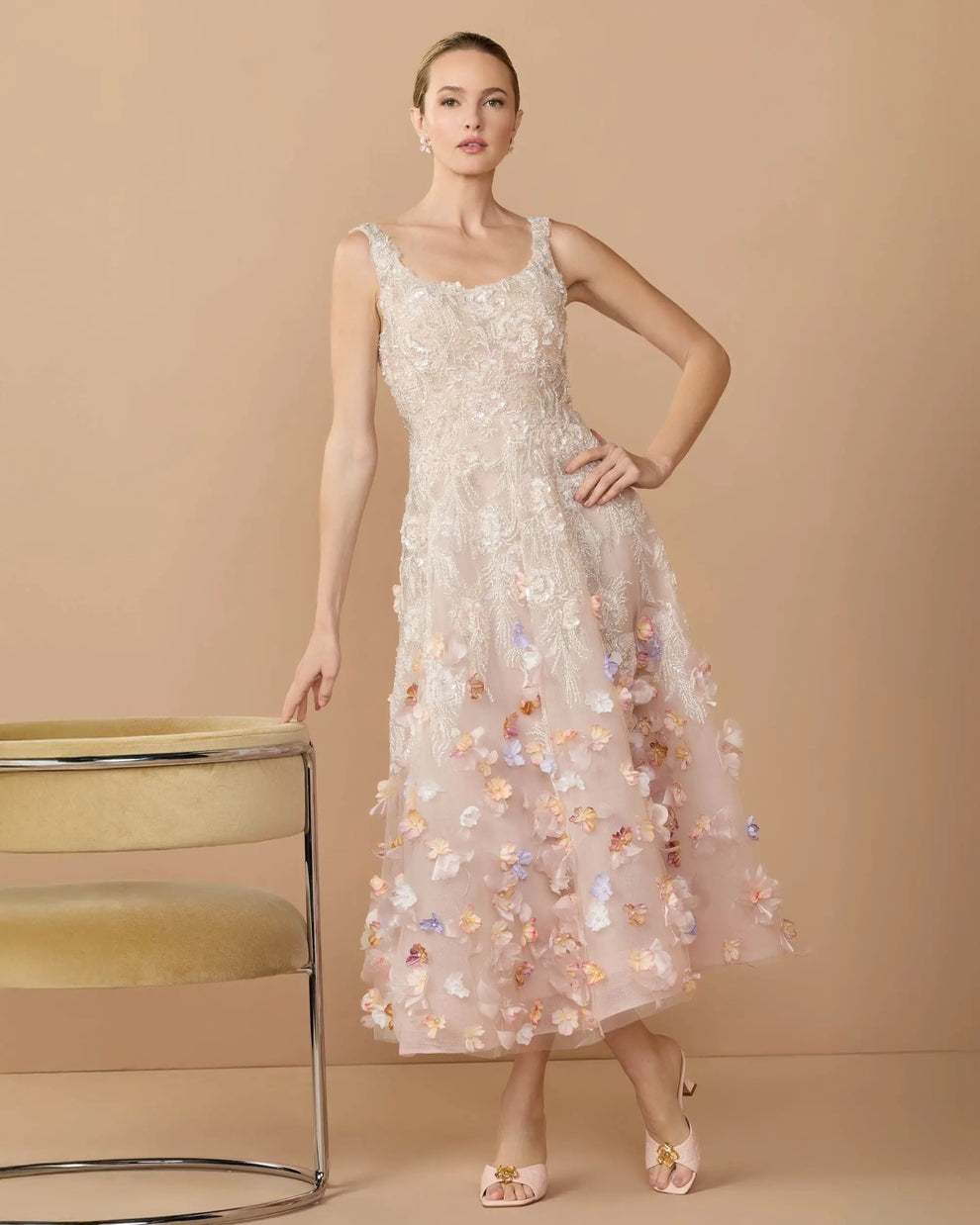 Blush Multi Scoop Neck Short Sequined Cocktail Dress A-Line Mac Duggal 9921085P