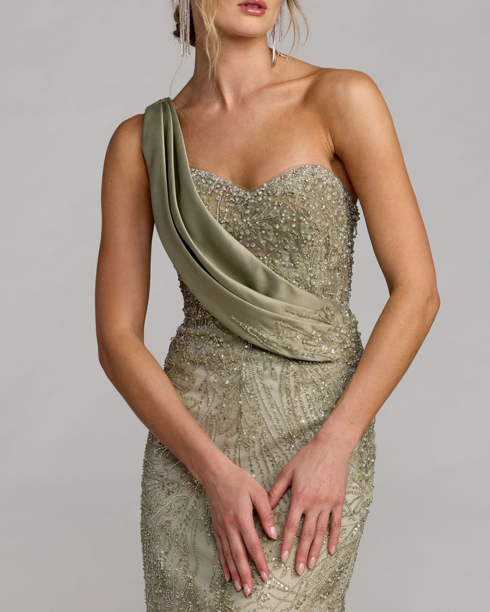 One-Shoulder Floor-Length Sequin Formal Mermaid Mac Duggal 21089
