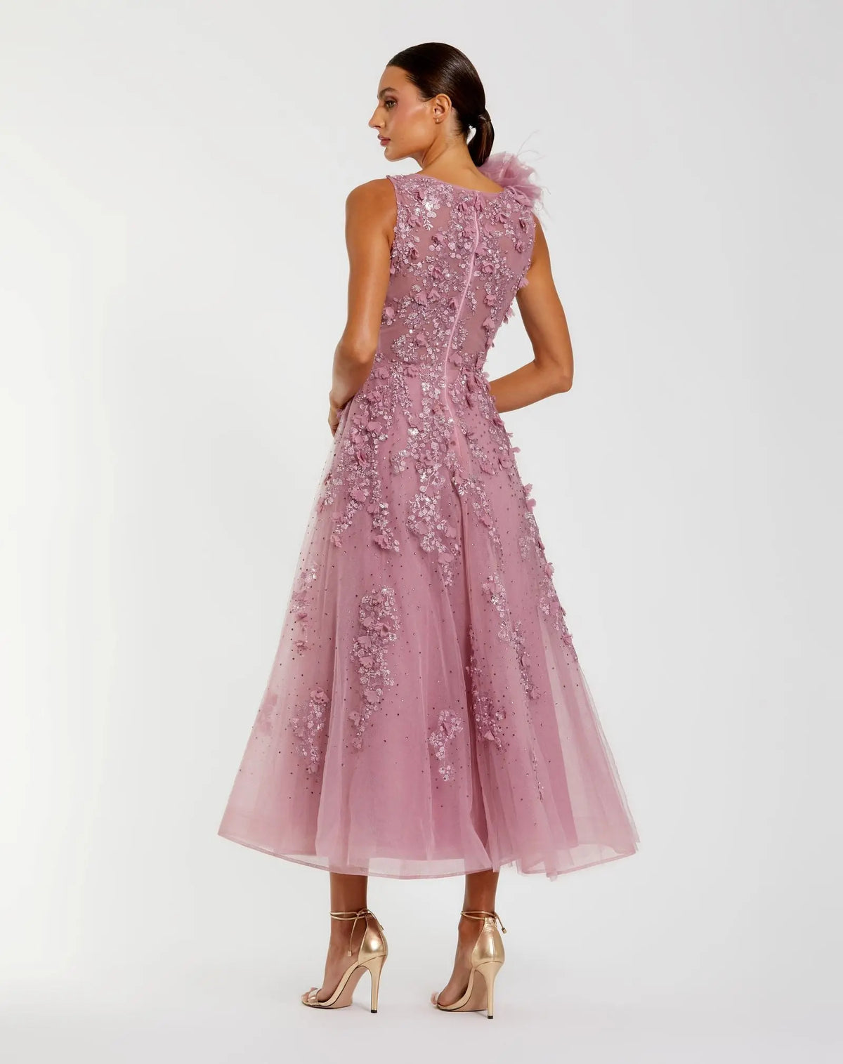 Cocktail Dresses 3D Floral Applique Midi Cocktail Dress Orchid