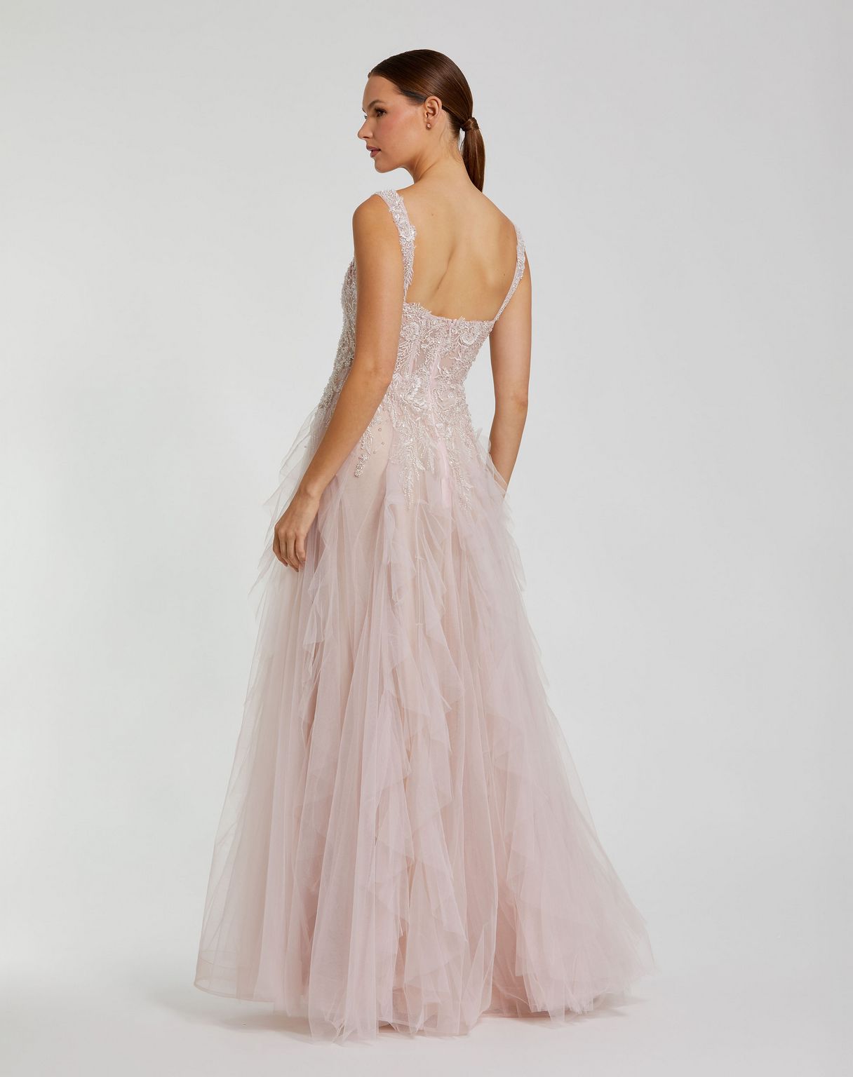 Mac Duggal 21095 A Line Long Formal Sequin Ruffle Prom Dress