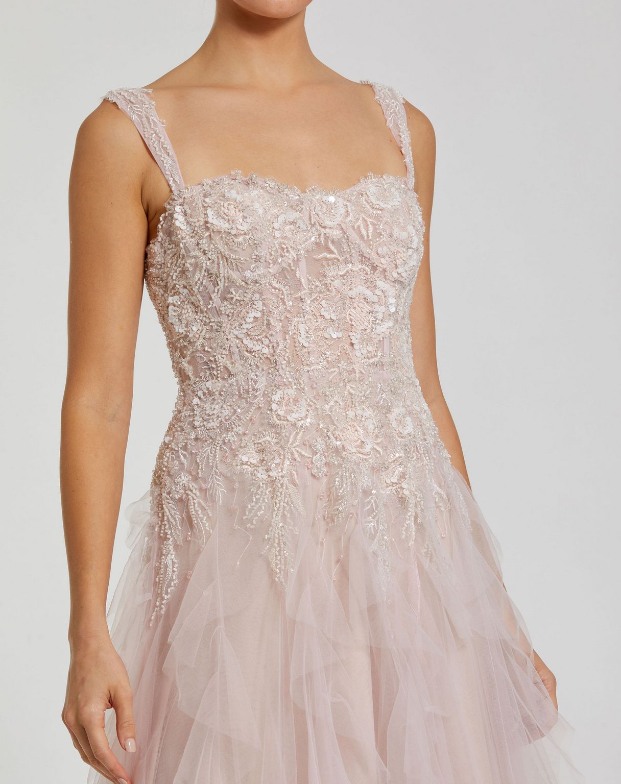 Mac Duggal 21095 A Line Long Formal Sequin Ruffle Prom Dress