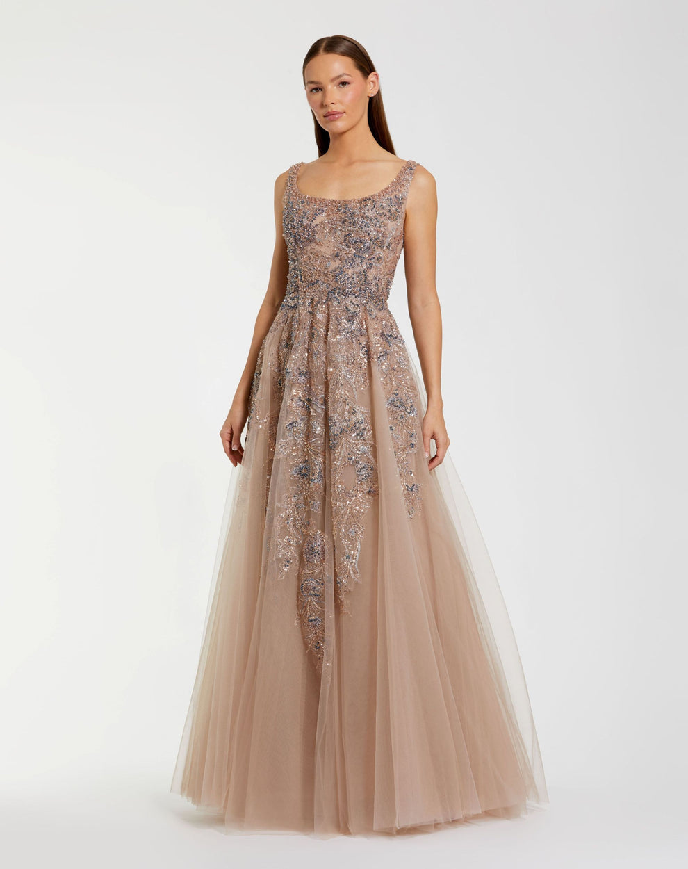 Scoop Floor-Length Tulle Occasion A-Line Mac Duggal 21099