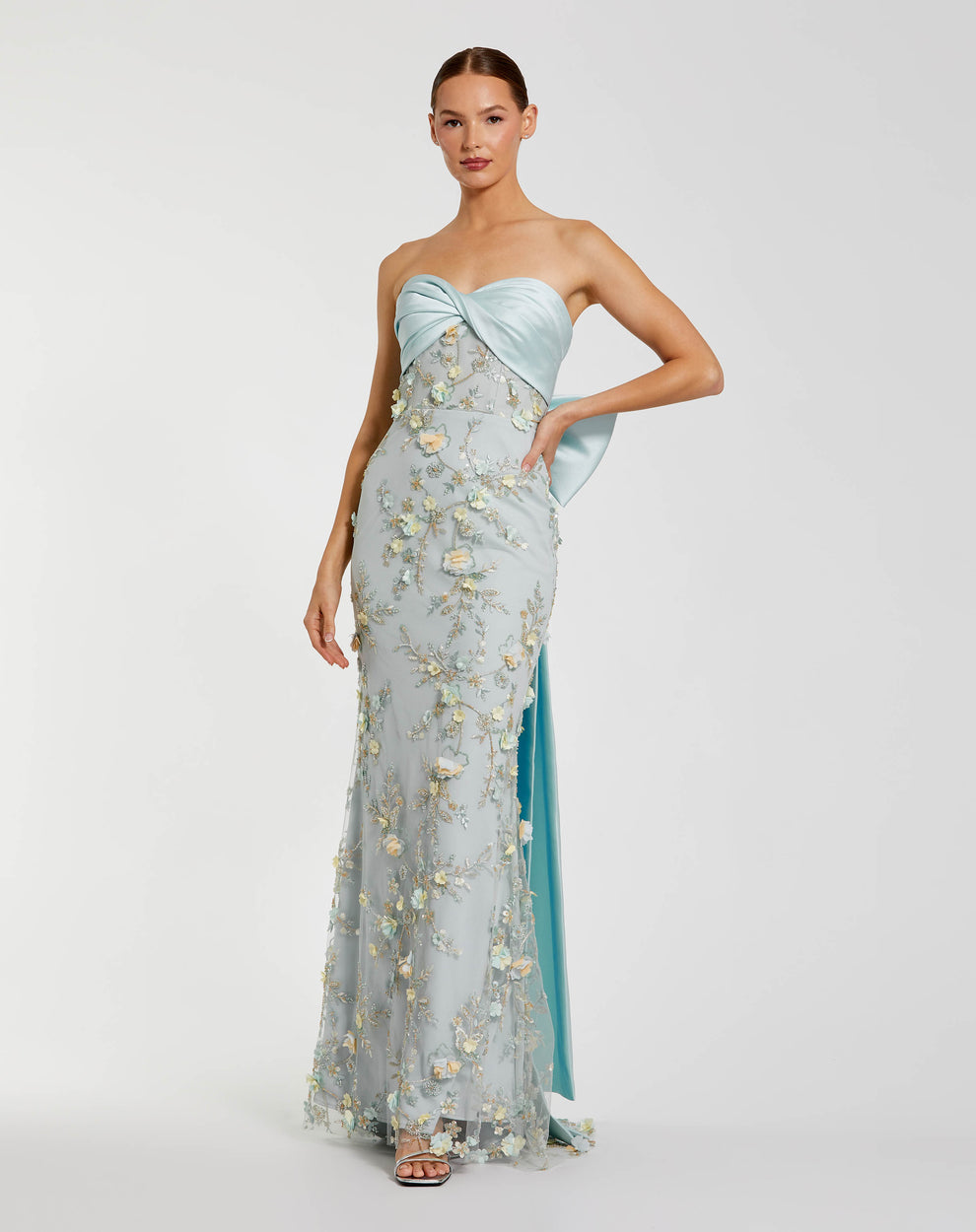 Prom Dresses Long Formal Floral Applique Prom Dress Mac Duggal 21102 Rose