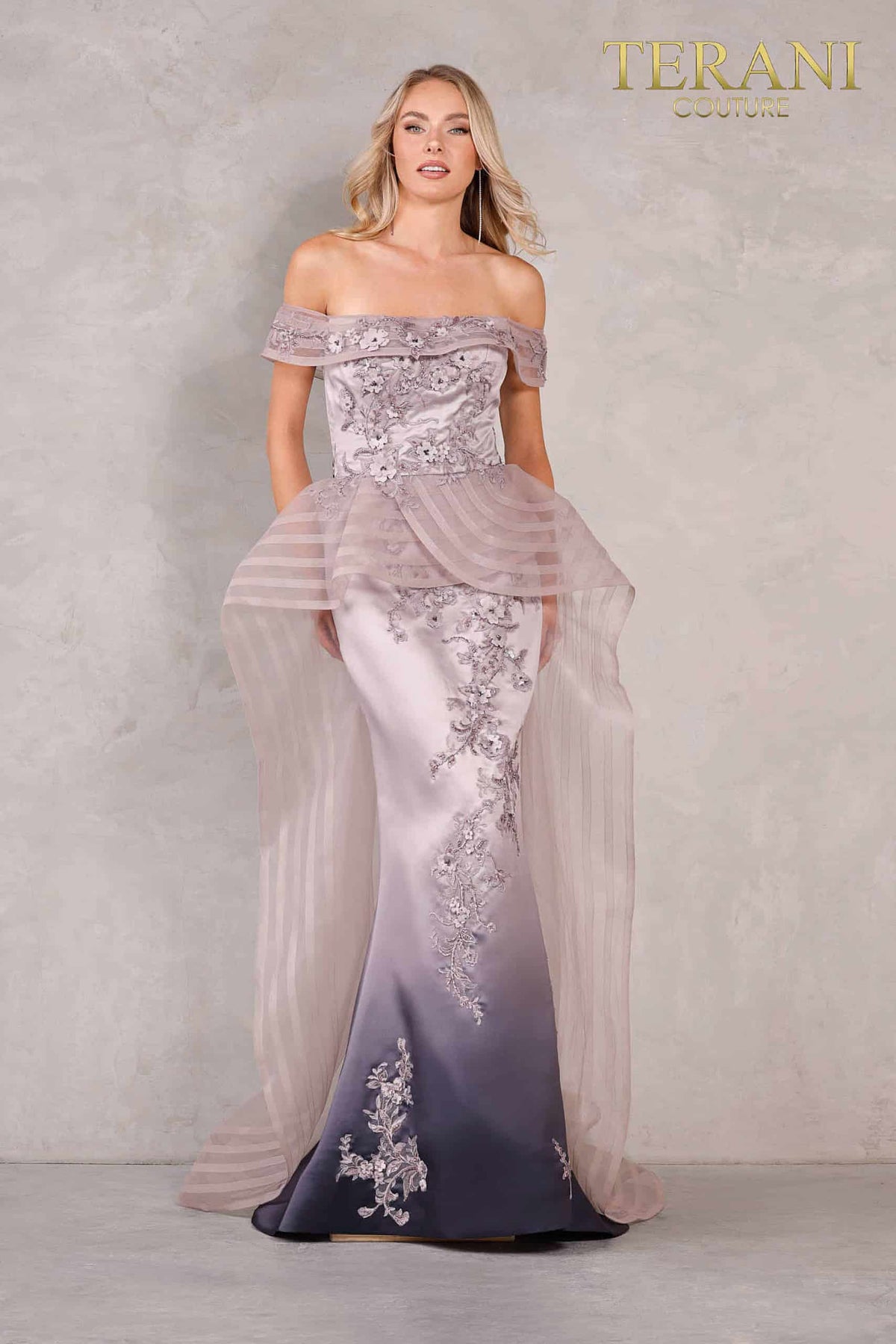 Formal Dresses Long Fitted Formal Sequin Peplum Evening Dress Lilac Ombre