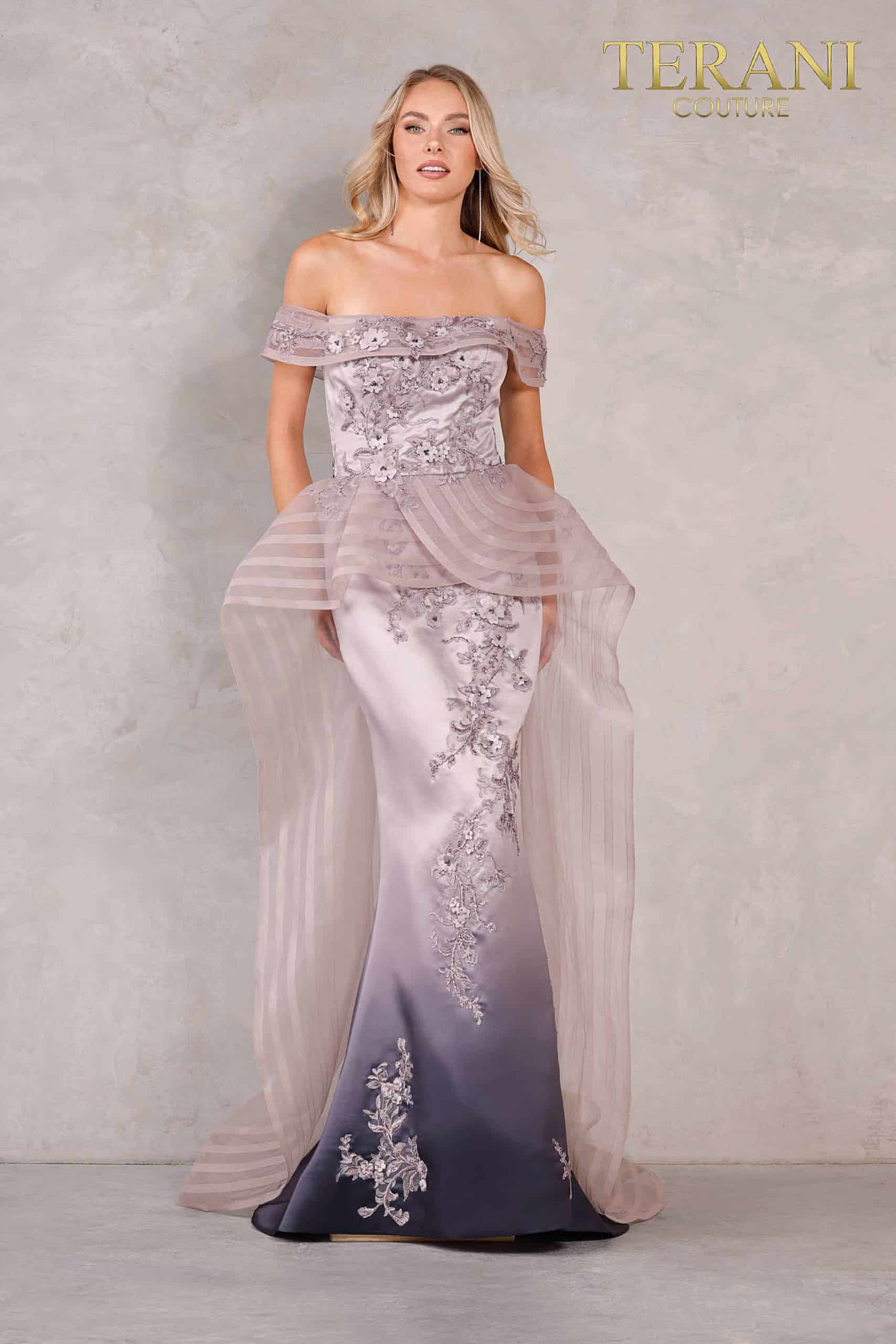 Formal Dresses Long Fitted Formal Sequin Peplum Evening Dress Lilac Ombre