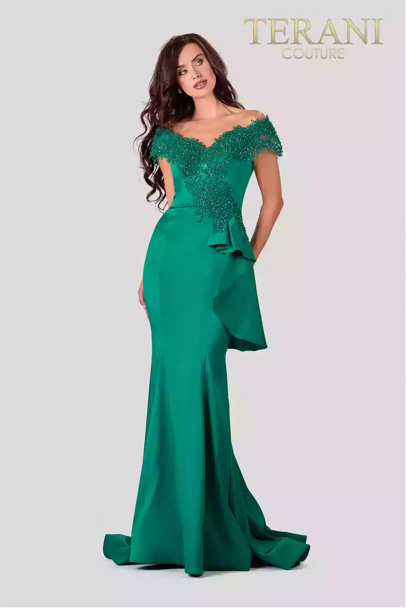 Terani Couture Off Shoulder Formal Long Dress 2111M5255 - The Dress Outlet