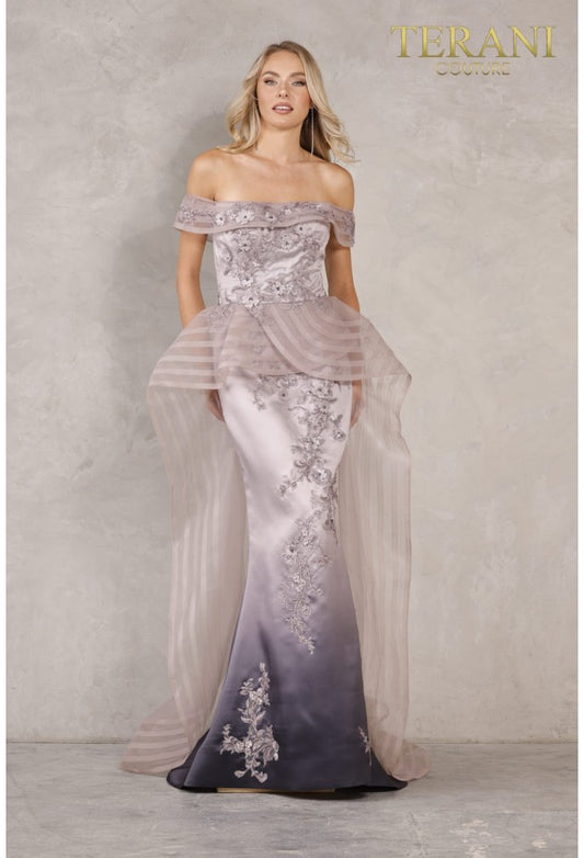 Formal Dresses Long Fitted Formal Sequin Peplum Evening Dress Lilac Ombre