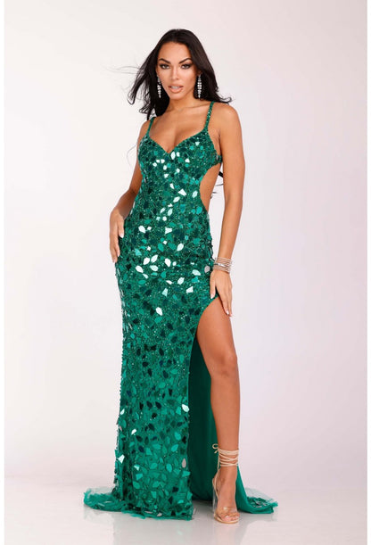 Terani Couture Long Formal Sexy Prom Dress 2111P4064 - The Dress Outlet Emerald