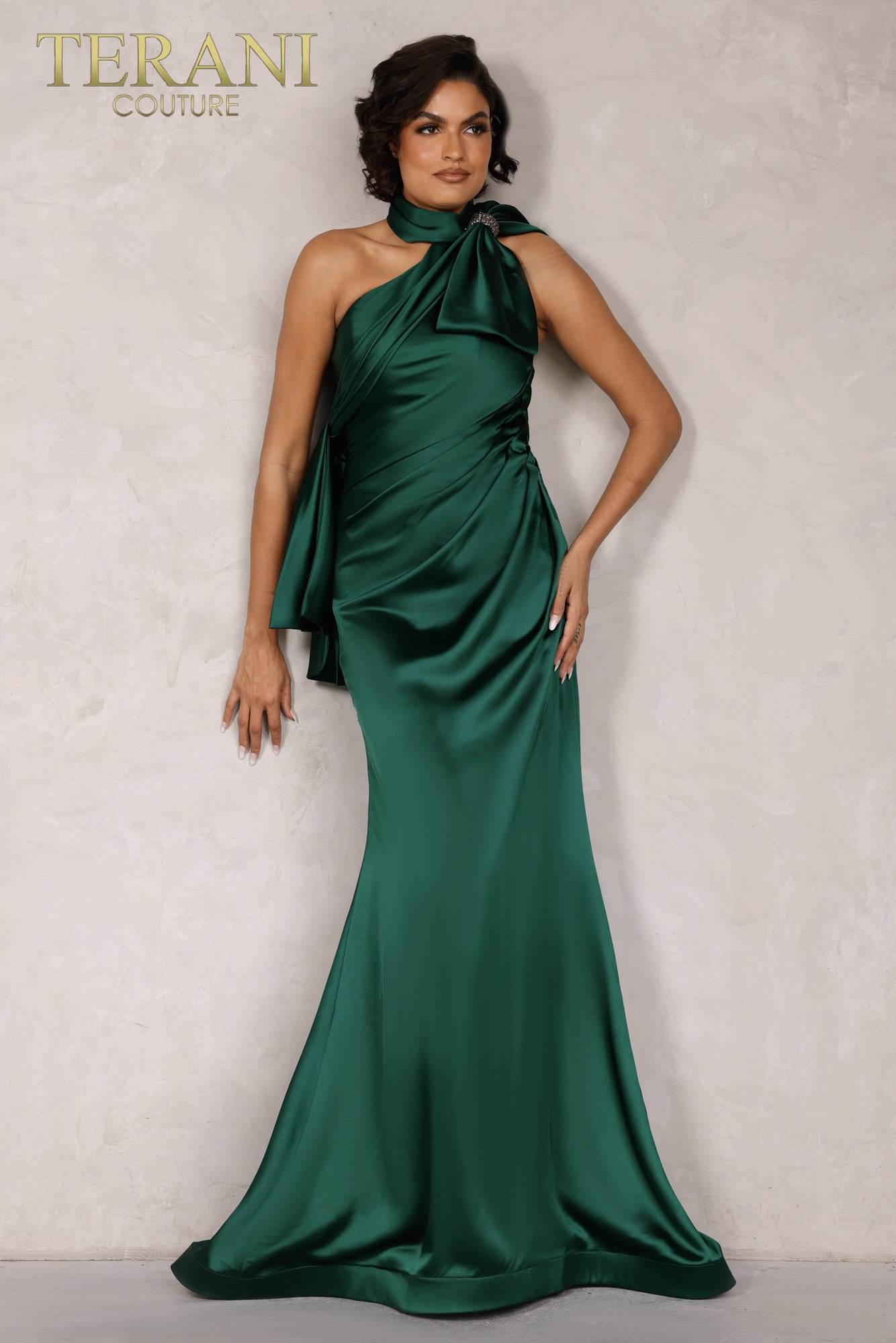Formal Dresses Halter Bow Formal Prom Long Dress Emerald