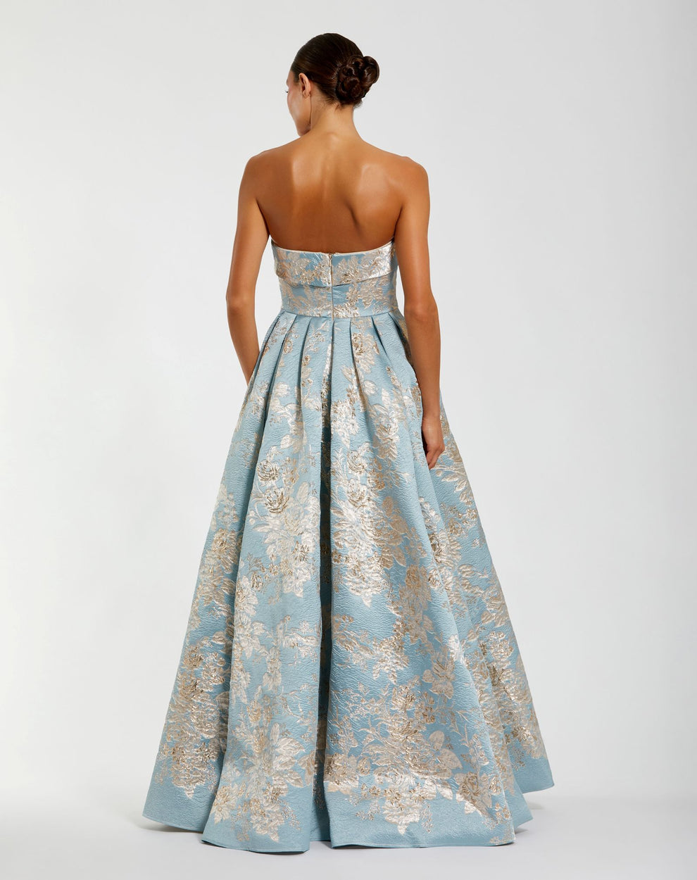 Prom Dresses Long Formal Floral Print Ball Gown Prom Dress Blue Multi