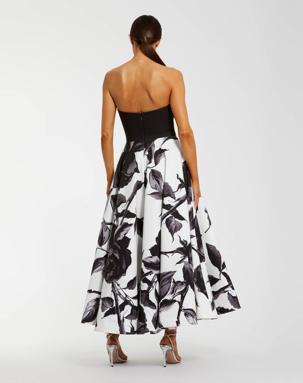 Cocktail Dresses Floral Print Midi A Line Cocktail Dress Black Multi