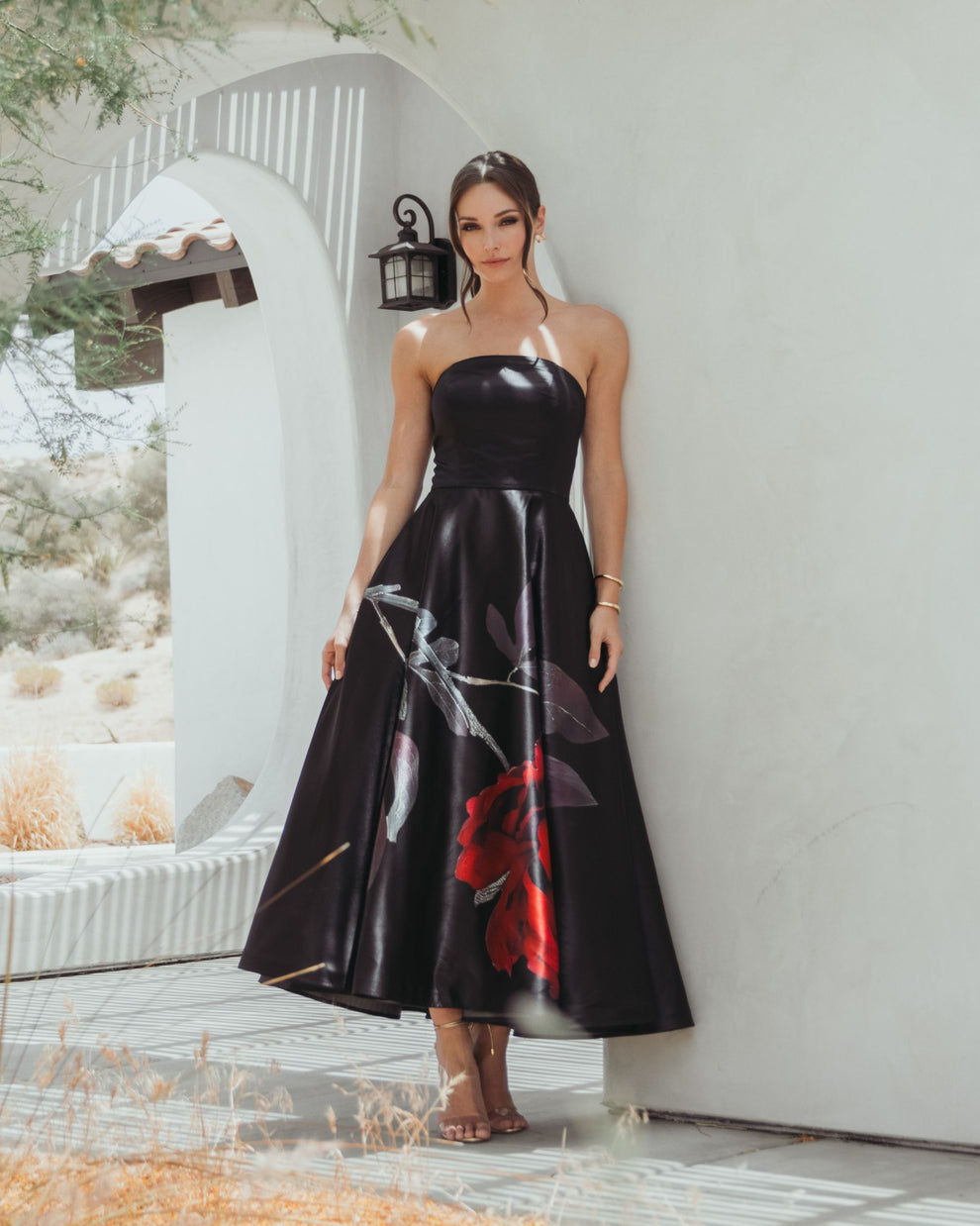 Cocktail Dresses Floral Short Fitted Cocktail Dress Black Rose
