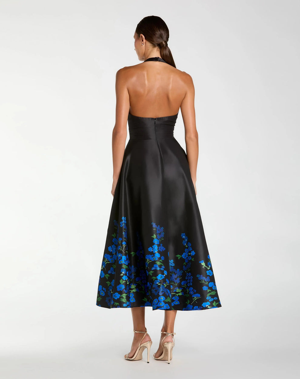 Halter Tea-Length Satin Evening A-Line Mac Duggal 21154