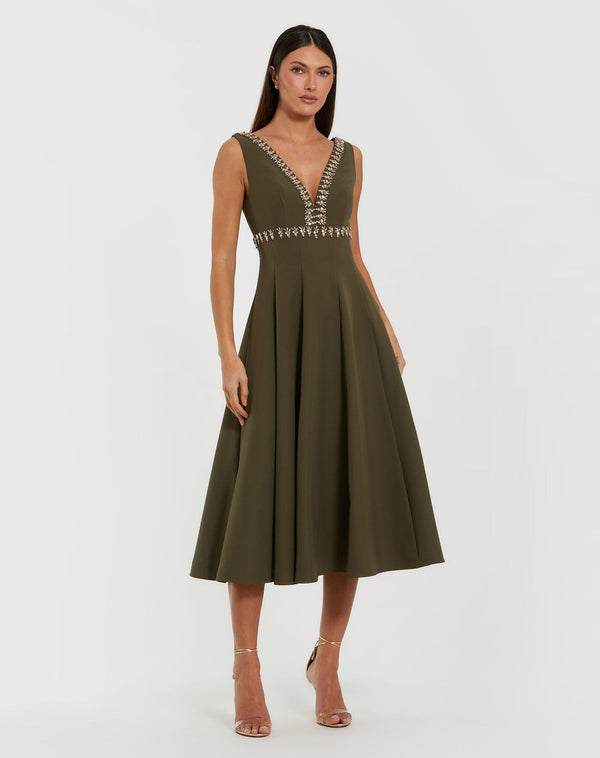 Short Midi Dress A Line Mac Duggal 21159