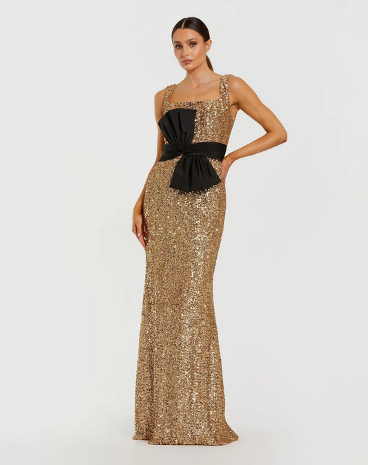 Formal Dresses Sequins Long Formal Fitted Evening Gown Black Gold