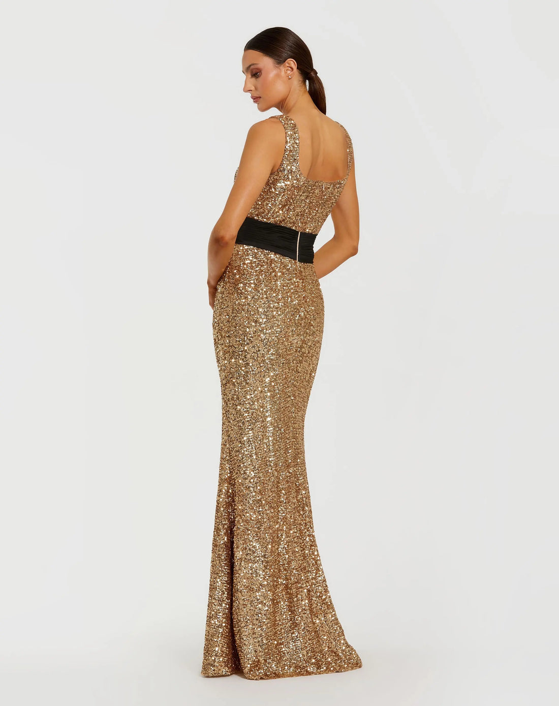 Formal Dresses Sequins Long Formal Fitted Evening Gown Black Gold