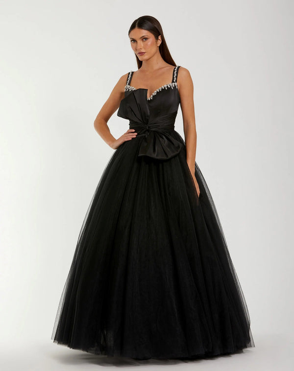 Sweetheart Floor-Length Tulle Formal Ball Gown with Bow Detail Mac Duggal 21161