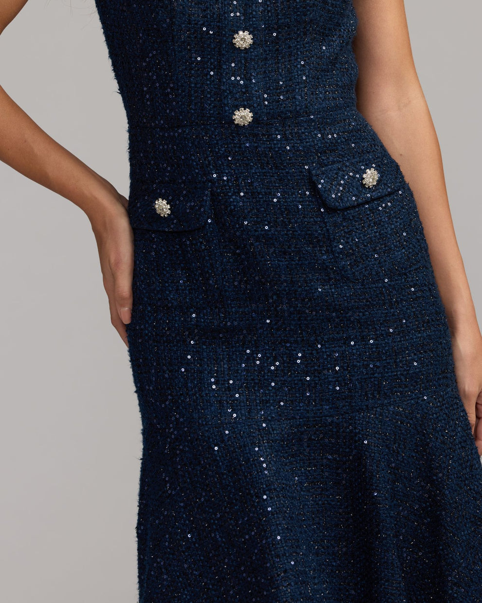 Crew High-Neck Midi Sequin Cocktail Fit & Flare Mac Duggal 21167