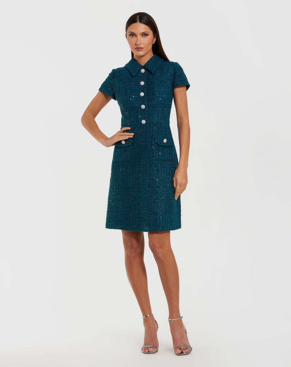 Jewel Knee-Length Sequin Cocktail Fit & Flare Mac Duggal 21168